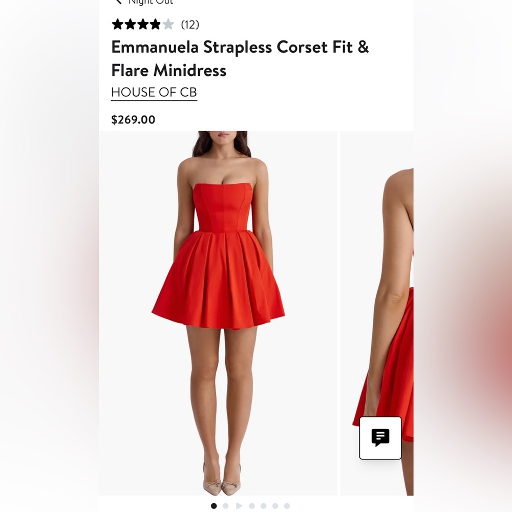 Houseofcb 'Emmanuela'Italian Tomato Strapless Pleated Mini Dress